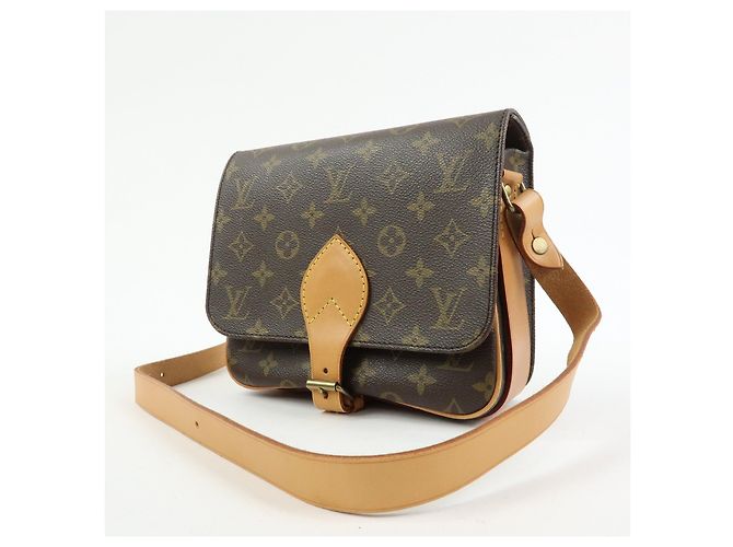 Borsa a tracolla Louis Vuitton Monogram Cartouchiere MM Marrone M51253 - vista 3
