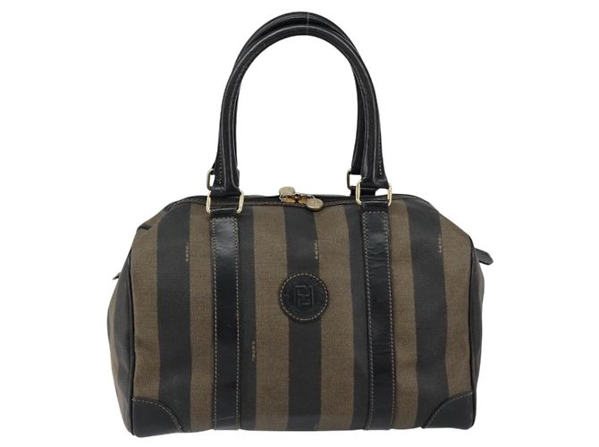 Fendi Borsa Boston Tela Pecan Nero Marrone - vista 13