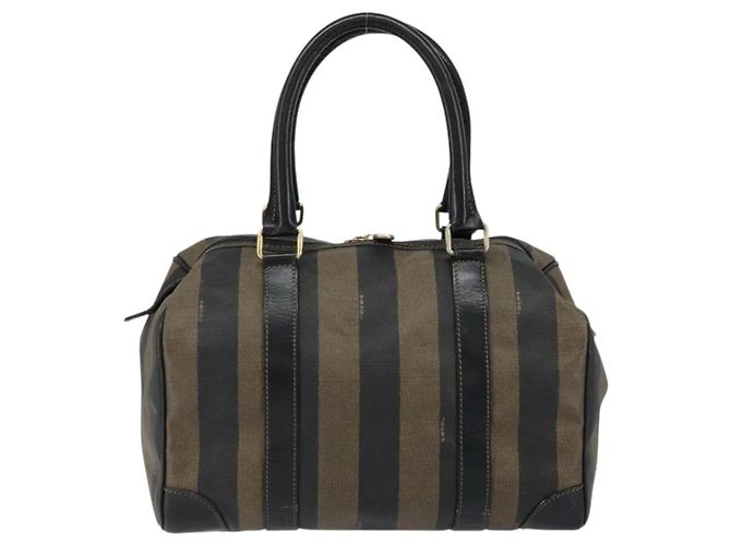 Fendi Borsa Boston Tela Pecan Nero Marrone - vista 2