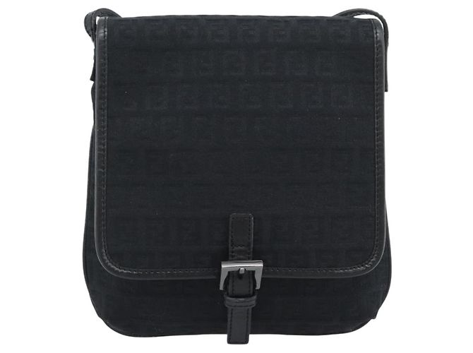 Fendi Borsa Zucchino Tela Nera - vista 2
