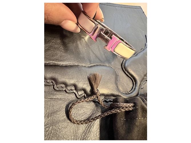 Hermès Bracciale in Metallo Placcato Palladio e Smalto Panacotta - vista 2
