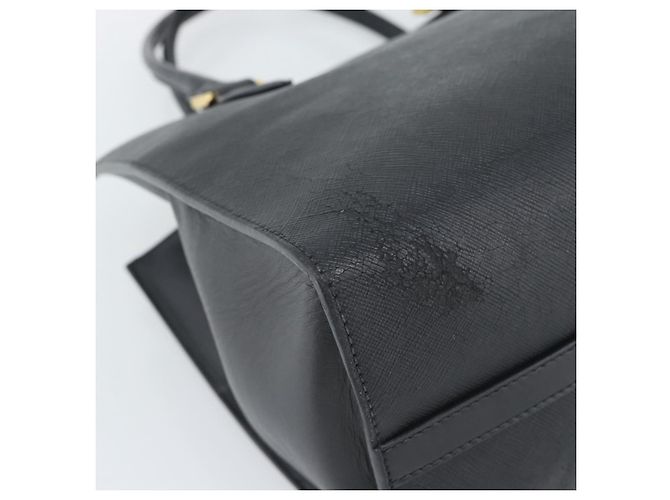 PRADA Hand Bag Safiano Leather 2way Black Gold Auth mr2800 - Jerrillo - vista 15