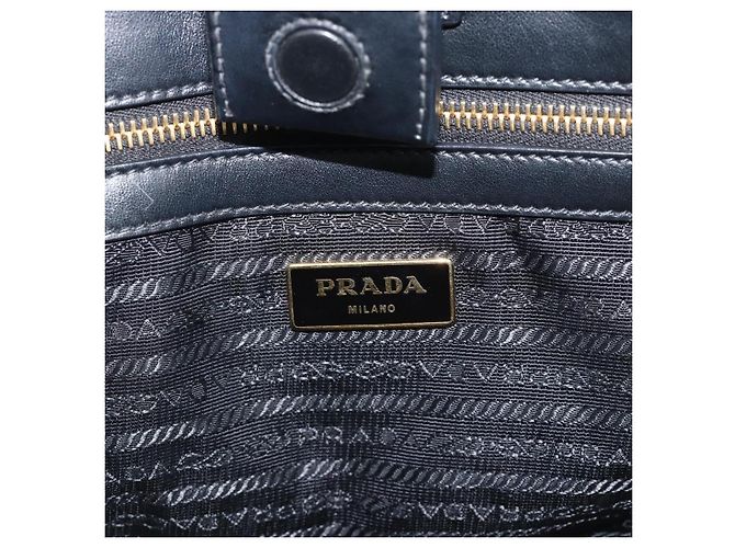 PRADA Hand Bag Safiano Leather 2way Black Gold Auth mr2800 - Jerrillo - vista 18