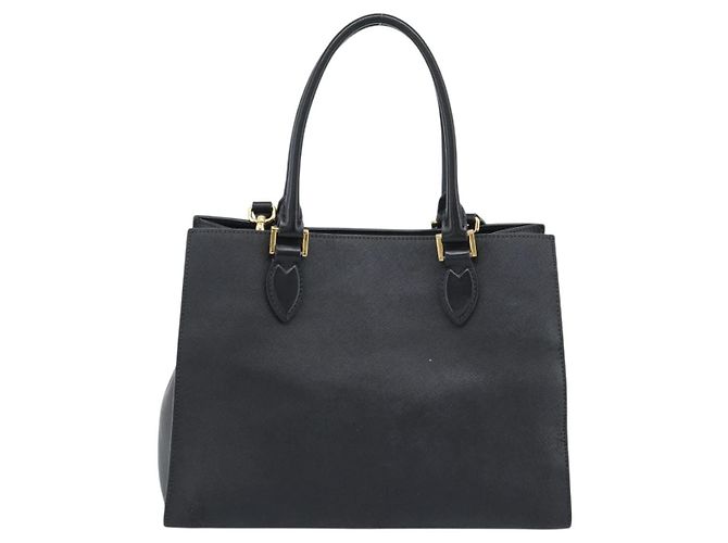 PRADA Hand Bag Safiano Leather 2way Black Gold Auth mr2800 - Jerrillo - vista 3