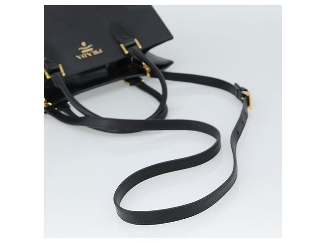 PRADA Hand Bag Safiano Leather 2way Black Gold Auth mr2800 - Jerrillo - vista 9