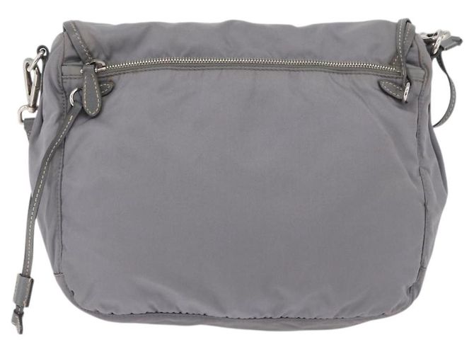 PRADA Schultertasche Nylon Grau Silber Auth 89792 - Jerrillo - Ansicht 13