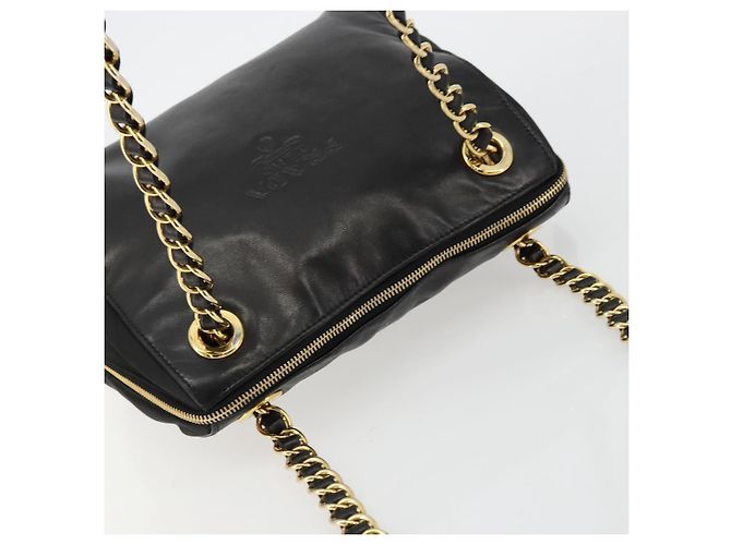 PRADA Chain Shoulder Bag Leather Black Gold Auth yk18939 - Jerrillo - vista 6