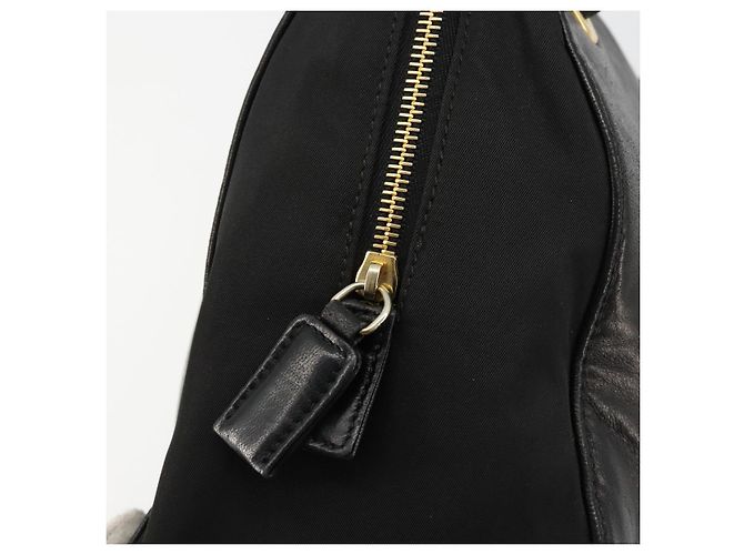 PRADA Chain Shoulder Bag Leather Black Gold Auth yk18939 - Jerrillo - vista 9
