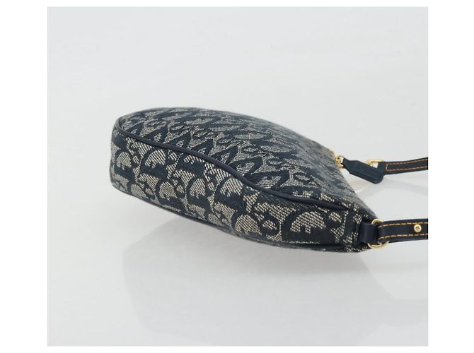 Christian Dior Trotter Canvas Saddle Pouch Navy Gold Auth 192762V - Jerrillo - vista 3