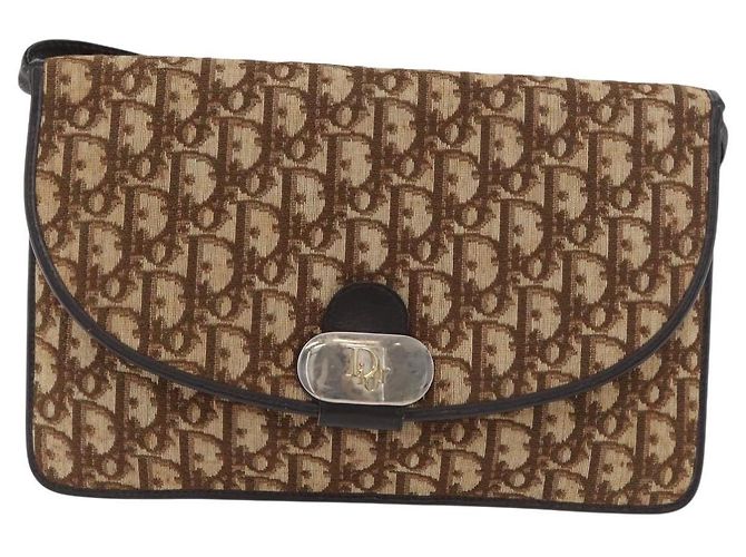 Christian Dior Trotter Canvas Shoulder Bag Beige Gold Auth 182812 - Jerrillo - vista 13