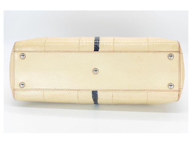 Fendi Peekaboo 34 cm – Pythonleder – Creme/Schwarz – Silberfarbene Hardware – inkl. Schultergurt - Ansicht 10