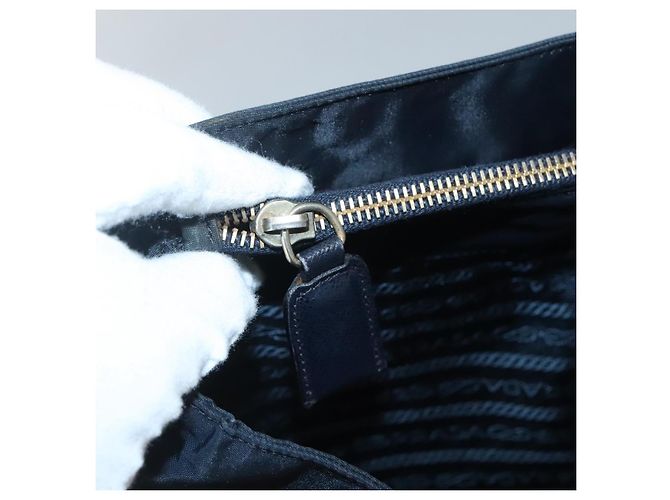 PRADA Bolsa de Ombro com Corrente Nylon Navy Gold Auth sw1307 - Jerrillo - vista 10