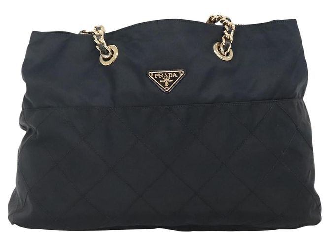 PRADA Bolsa de Ombro com Corrente Nylon Navy Gold Auth sw1307 - Jerrillo - vista 13