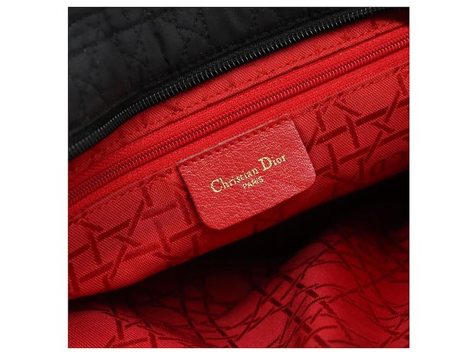 Christian Dior Lady Dior Canage Hand Bag Canvas Black Gold Auth ep14710 - Jerrillo - vista 11