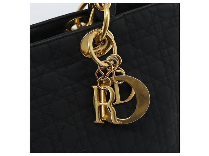 Christian Dior Lady Dior Canage Hand Bag Canvas Black Gold Auth ep14710 - Jerrillo - vista 17