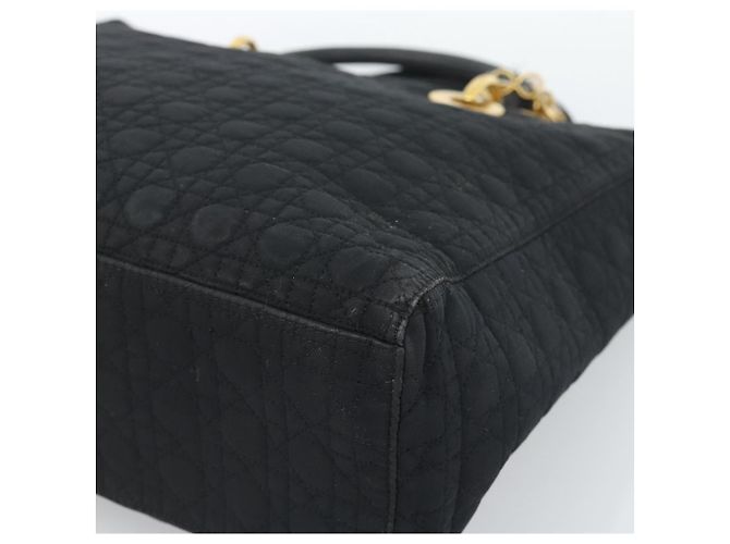 Christian Dior Lady Dior Canage Hand Bag Canvas Black Gold Auth ep14710 - Jerrillo - vista 9