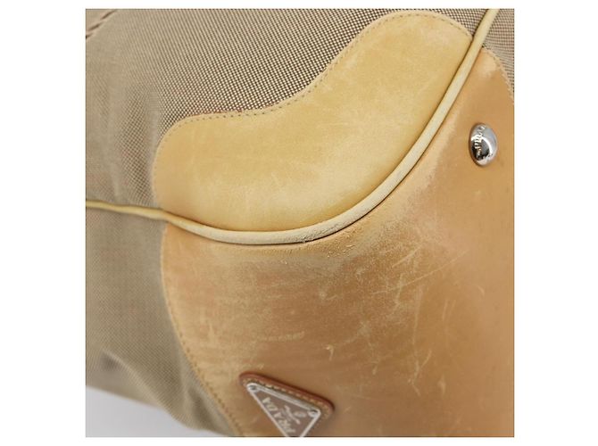 Sac à main PRADA Canvas Beige Silver Auth 206536 - Jerrillo - vue 11