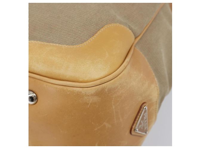 Sac à main PRADA Canvas Beige Silver Auth 206536 - Jerrillo - vue 12