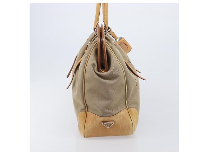 Sac à main PRADA Canvas Beige Silver Auth 206536 - Jerrillo - vue 5