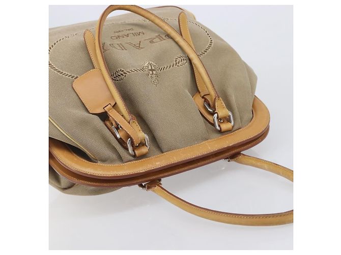 Sac à main PRADA Canvas Beige Silver Auth 206536 - Jerrillo - vue 6