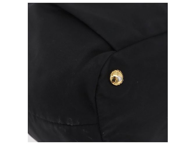 Bolso Tote PRADA Nylon Negro Oro Auth 206537 - Jerrillo - vista 10