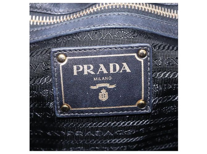 Bolso Tote PRADA Nylon Negro Oro Auth 206537 - Jerrillo - vista 18