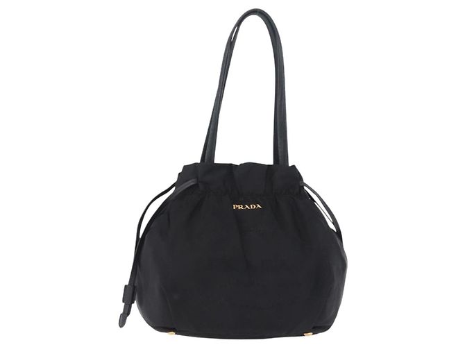 Bolso Tote PRADA Nylon Negro Oro Auth 206537 - Jerrillo - vista 2