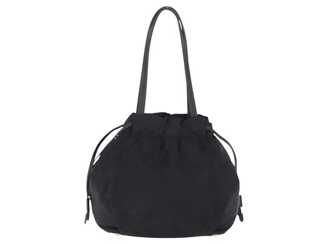 Bolso Tote PRADA Nylon Negro Oro Auth 206537 - Jerrillo - vista 3