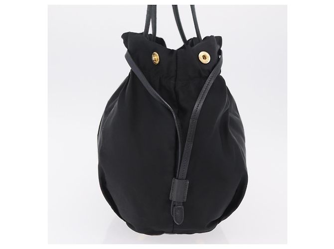 Bolso Tote PRADA Nylon Negro Oro Auth 206537 - Jerrillo - vista 4