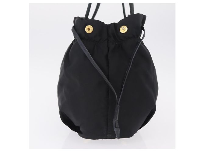 Bolso Tote PRADA Nylon Negro Oro Auth 206537 - Jerrillo - vista 5