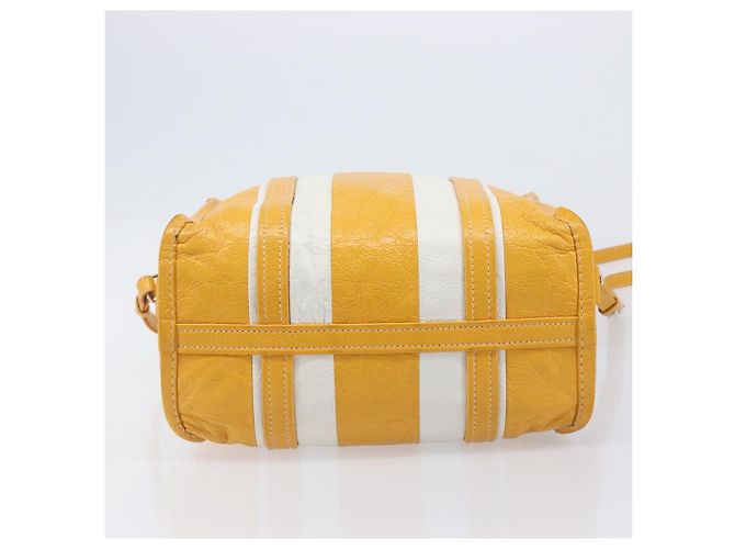 Balenciaga Bazaar Shopper Bag Leather 2way Yellow Silver 443096 Auth 207110A - Jerrillo - vista 14