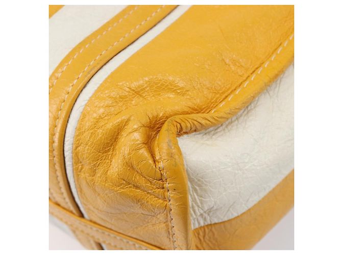Balenciaga Bazaar Shopper Bag Leather 2way Yellow Silver 443096 Auth 207110A - Jerrillo - vista 17