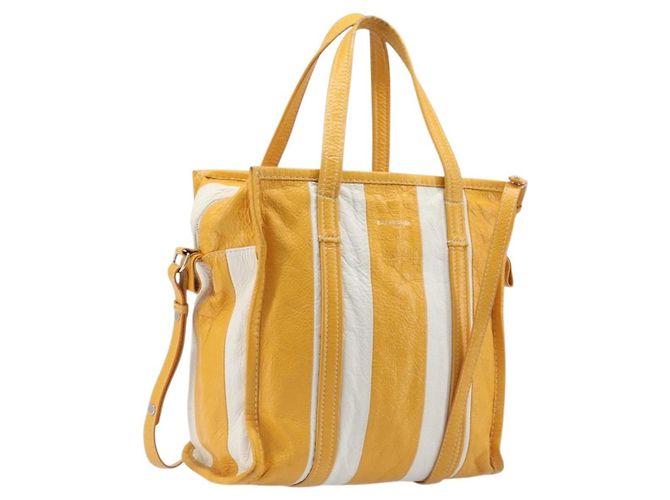Balenciaga Bazaar Shopper Bag Leather 2way Yellow Silver 443096 Auth 207110A - Jerrillo - vista 2
