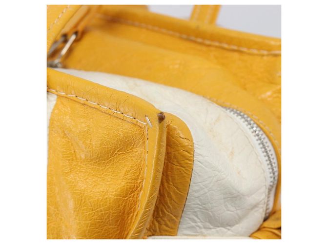 Balenciaga Bazaar Shopper Bag Leather 2way Yellow Silver 443096 Auth 207110A - Jerrillo - vista 20