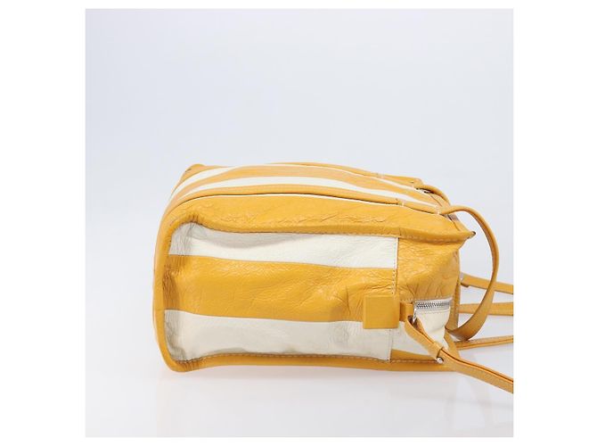 Balenciaga Bazaar Shopper Bag Leather 2way Yellow Silver 443096 Auth 207110A - Jerrillo - vista 4