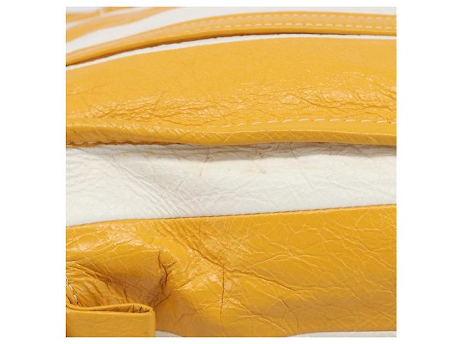 Balenciaga Bazaar Shopper Bag Leather 2way Yellow Silver 443096 Auth 207110A - Jerrillo - vista 6