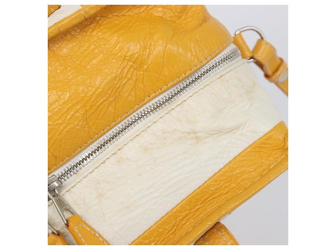 Balenciaga Bazaar Shopper Bag Leather 2way Yellow Silver 443096 Auth 207110A - Jerrillo - vista 8