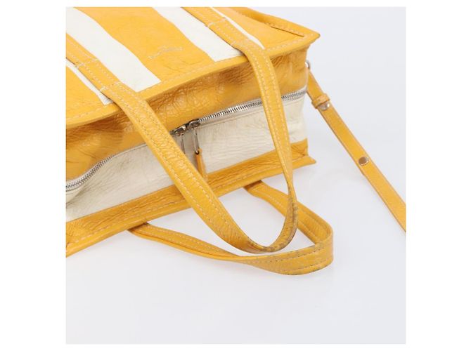 Balenciaga Bazaar Shopper Bag Leather 2way Yellow Silver 443096 Auth 207110A - Jerrillo - vista 9