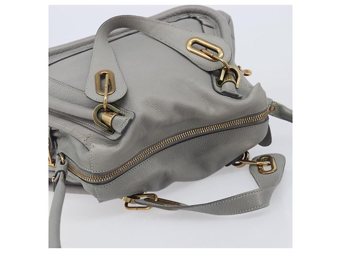 Chloé Chloe Paraty Hand Bag Leather 2way Gray Gold Auth 207091V - Jerrillo - vista 6