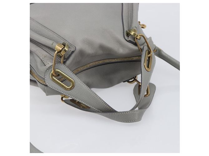 Chloé Chloe Paraty Hand Bag Leather 2way Gray Gold Auth 207091V - Jerrillo - vista 7