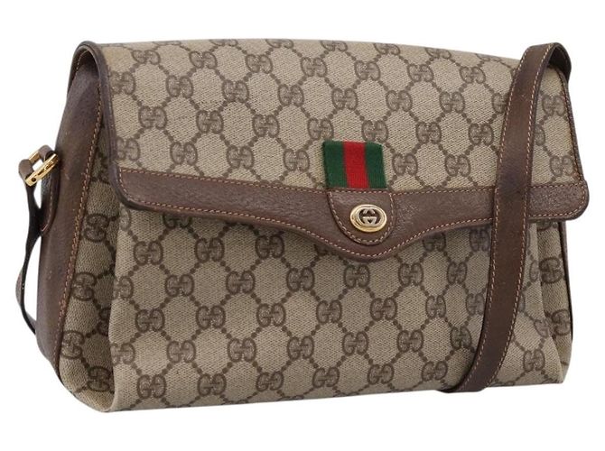 GUCCI GG Supreme Web Sherry Line Bag PVC Beige Gold 164 02 084 Auth 207146 - Jerrillo - vista 2