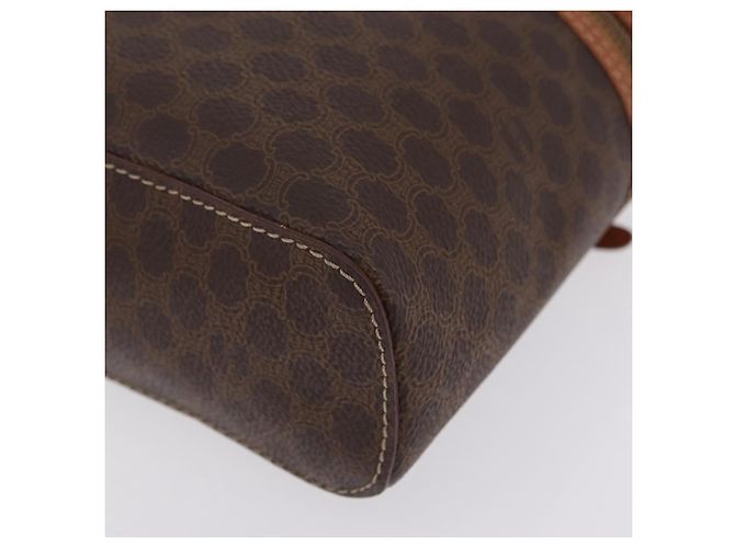 Céline CELINE Macadam Canvas Vanity Pouch PVC Brown Gold Auth 207156 - Jerrillo - vista 11