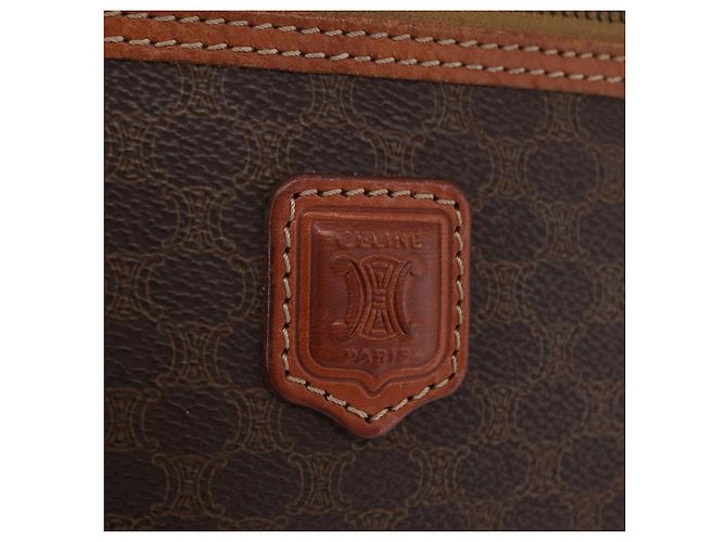 Céline CELINE Macadam Canvas Vanity Pouch PVC Brown Gold Auth 207156 - Jerrillo - vista 15
