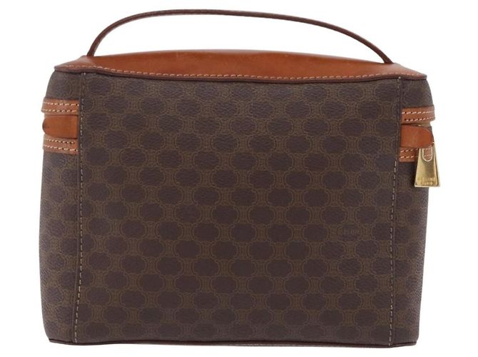 Céline CELINE Macadam Canvas Vanity Pouch PVC Brown Gold Auth 207156 - Jerrillo - vista 3