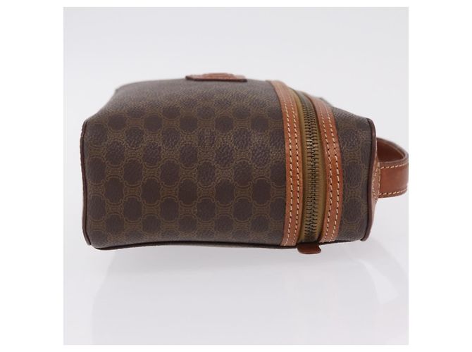 Céline CELINE Macadam Canvas Vanity Pouch PVC Brown Gold Auth 207156 - Jerrillo - vista 4