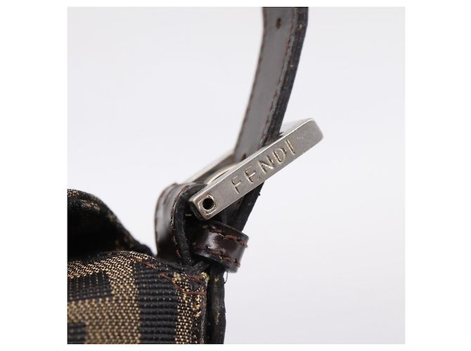 FENDI Zucca Canvas Mamma Baguette Shoulder Bag Brown Black 264260 Auth 208030 - Jerrillo - vista 14