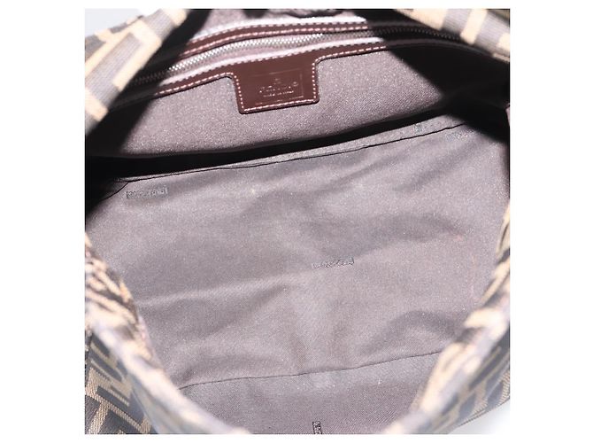 FENDI Zucca Canvas Mamma Baguette Shoulder Bag Brown Black 264260 Auth 208030 - Jerrillo - vista 18