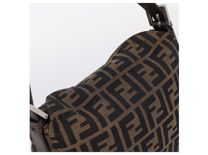 FENDI Zucca Canvas Mamma Baguette Shoulder Bag Brown Black 264260 Auth 208030 - Jerrillo - vista 6