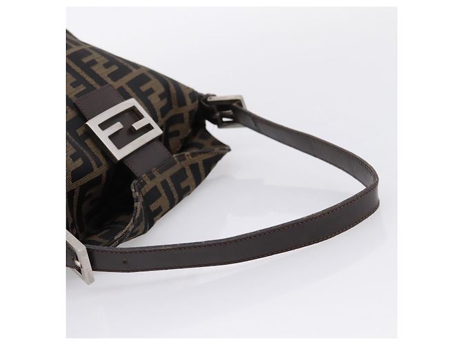 FENDI Zucca Canvas Mamma Baguette Shoulder Bag Brown Black 264260 Auth 208030 - Jerrillo - vista 7