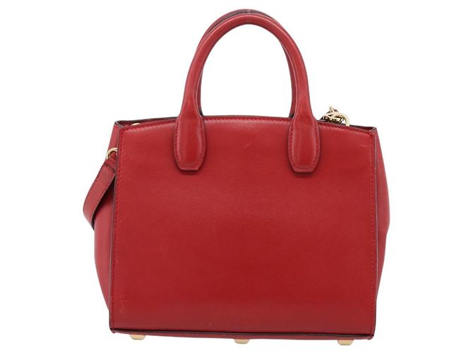 Salvatore Ferragamo Gancini Studio Bag Leather 2way Red Gold Auth 208047A - Jerrillo - vista 3